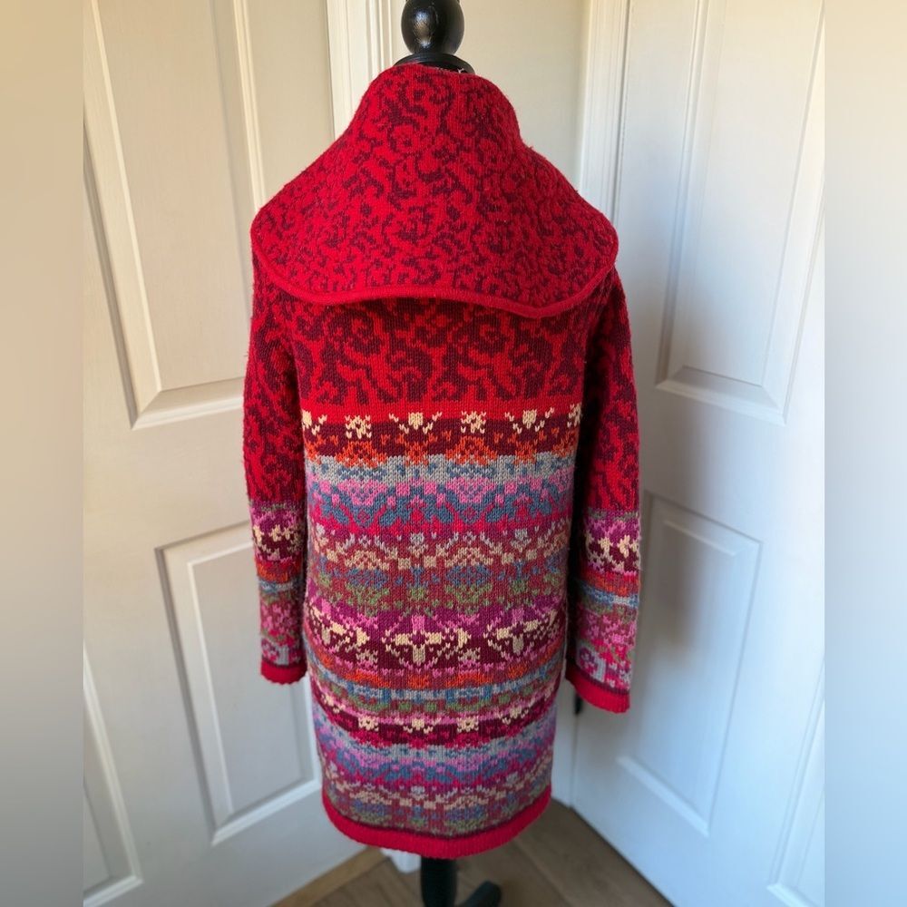 Sundance Fair Isle Lambswool Cardigan Sweater Coat Small Petite - Picture 3 of 4